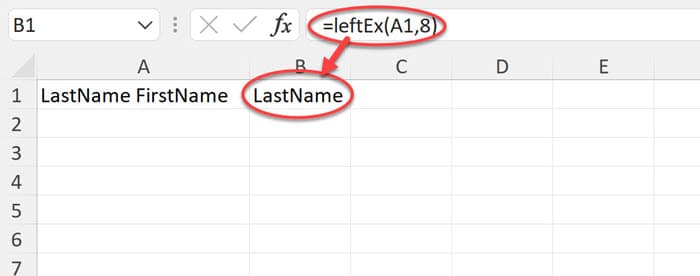 The VBA user-deined left function returns the same value as the built-in Left function.