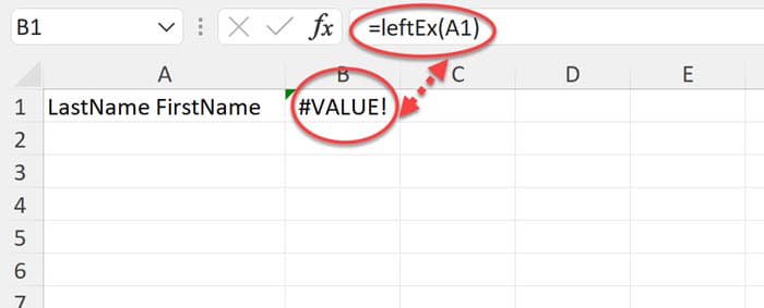 Error messages in Excel formulas differ from those in VBA functions